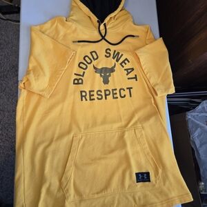 Under Armour Yellow Short Sleeve Hoodie with Graphic Print